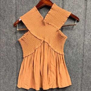 The Impeccable Pig Smocked Terracotta Blouse